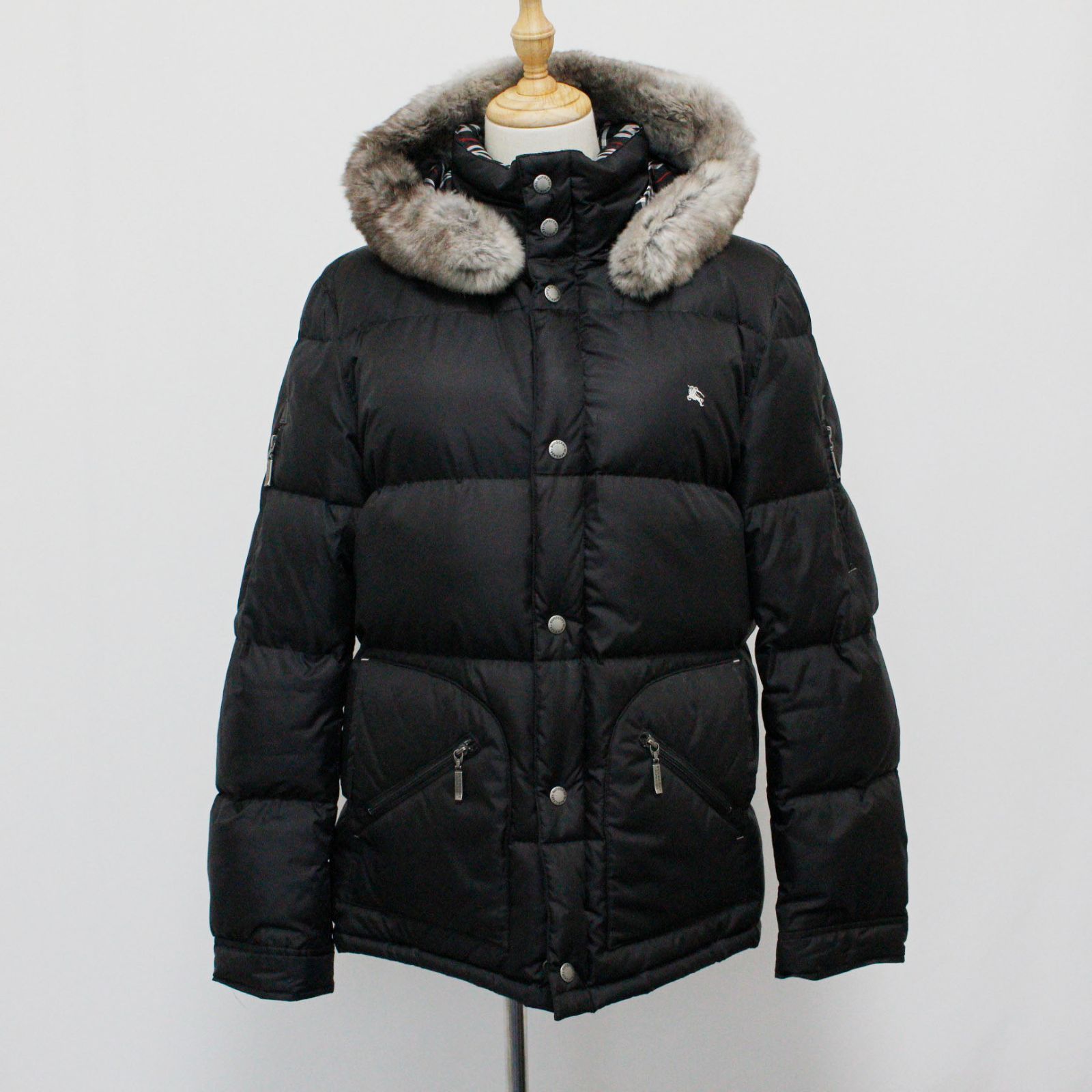 BURBERRY BLACK LABEL ダウンジャケット ファー付 L バーバリー