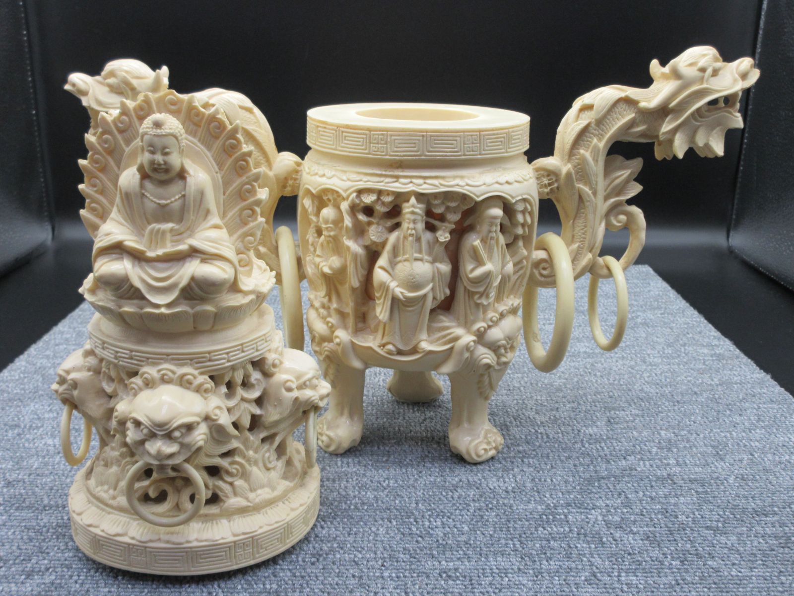 大好き 中国 赤瑪瑙彫刻 雙耳活環 獅子鈕蓋爐 香炉 M 1639 中国古玩 ...