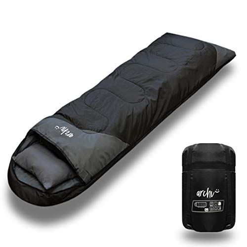 ブラック [archi] 寝袋 枕付き シュラフ 封筒型 コンパクト 冬用 冬 210T 最低使用温度-15℃ (ブラック) - メルカリ