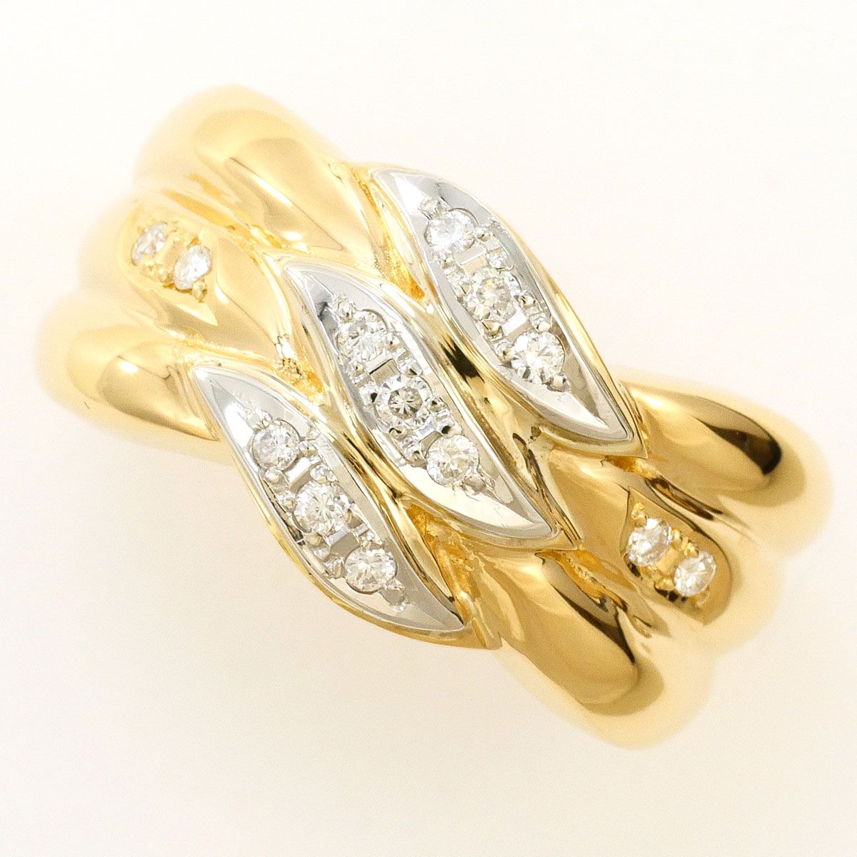 リング 指輪 PT900|プラチナ K18YG 9.5号 ダイヤ 0.13ct 鑑別書 総重量約6.7g