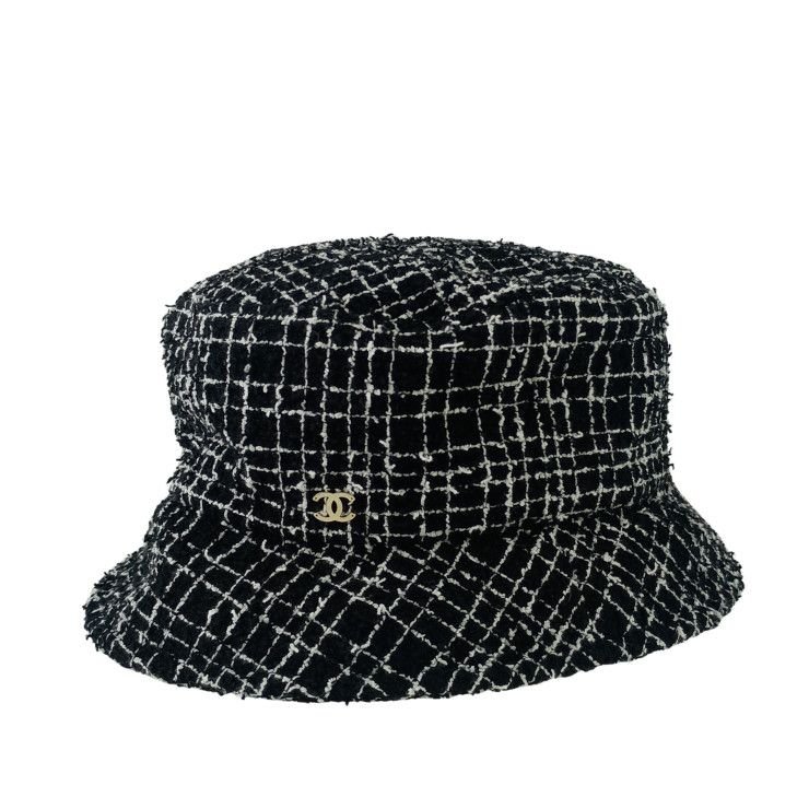 CHANEL シャネル 帽子 バケットハット AA9467B14134 ブラック コットン ポリアミド レディース ココマーク ツイード