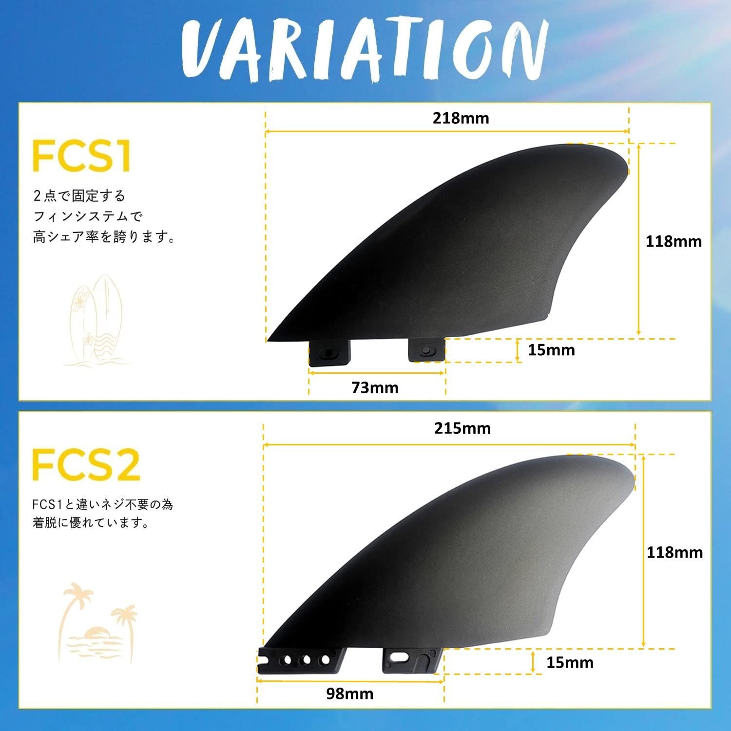 Krovat FCS2 対応 サーフボード用 ツインフィン K2 TWIN KEEL グラス