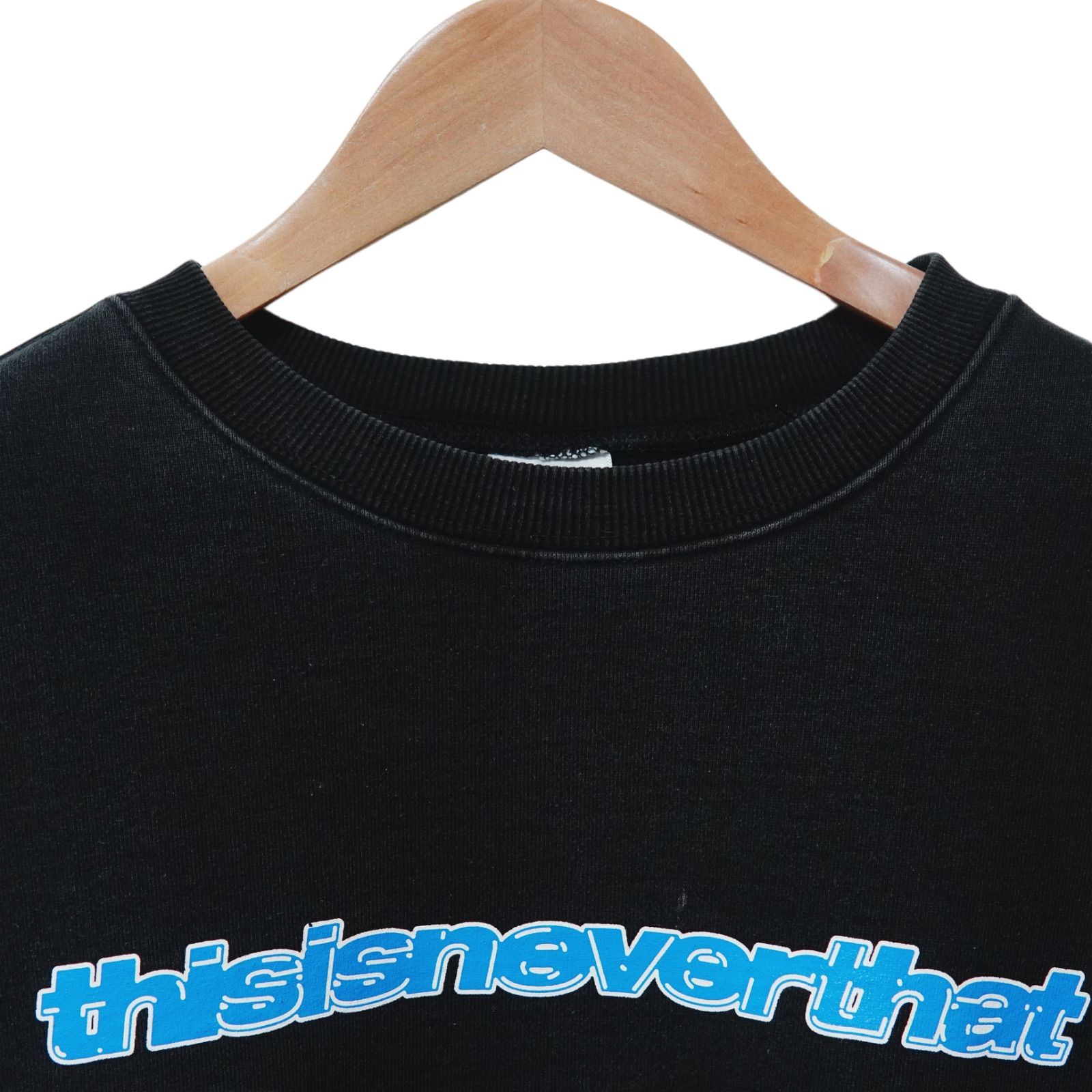 thisisneverthat ネバザ スウェット 韓国 刺繍ロゴ ヴィンテージ Thisisneverthat スウェット L ブラック プリント 袖 ロゴ刺繍