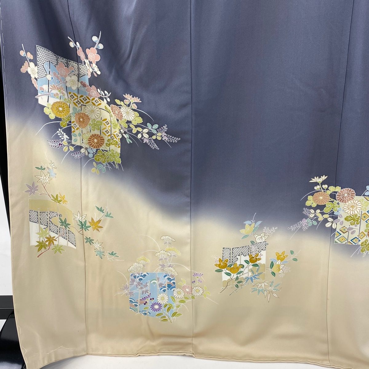 ☆ 牛首紬 付下げ 石川県指定無形文化財上品な霧模様 裏柳色 K-5356 ☆ 牛首紬 付下げ 石川県指定無形文化財上品な霧模様 裏