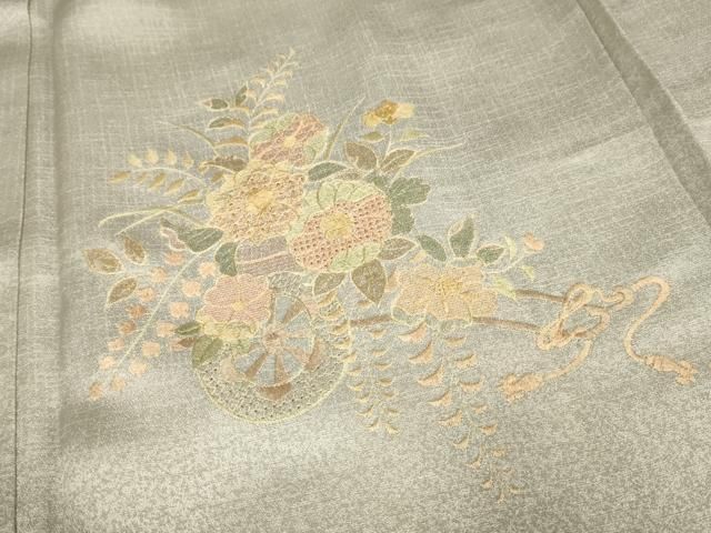 o*3様 単衣 逸品 総刺繍 中国三大刺繍 汕頭刺繍 一つ紋 正絹 T-5741 o*3様 単衣 逸品 総刺繍 中国三大刺繍 汕頭刺繍 一