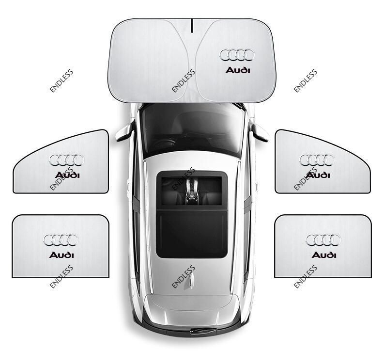 【新品未使用】車用サンシェード アウディ Audi ロゴ 5枚セット フロントサンシェード 前席 後部座席 車中泊 車窓日よけ