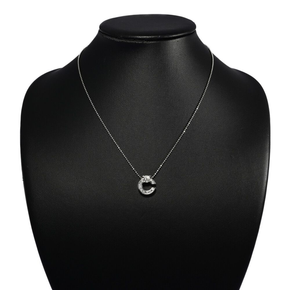 0.1ct/FD:0.02ct/CELINE セリーヌ Cロゴ ダイヤモンドネックレス  
