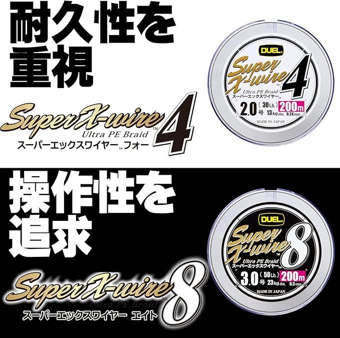 新品 DUEL スーパーエックスワイヤー8 エイト　デュエル 5.0号 5号 80lb 300m 5色 スーパーXワイヤー8 PEライン 送料185円～ DUEL (デュエル) PEライン スーパーエックスワイヤー8 1.5号 デュエル