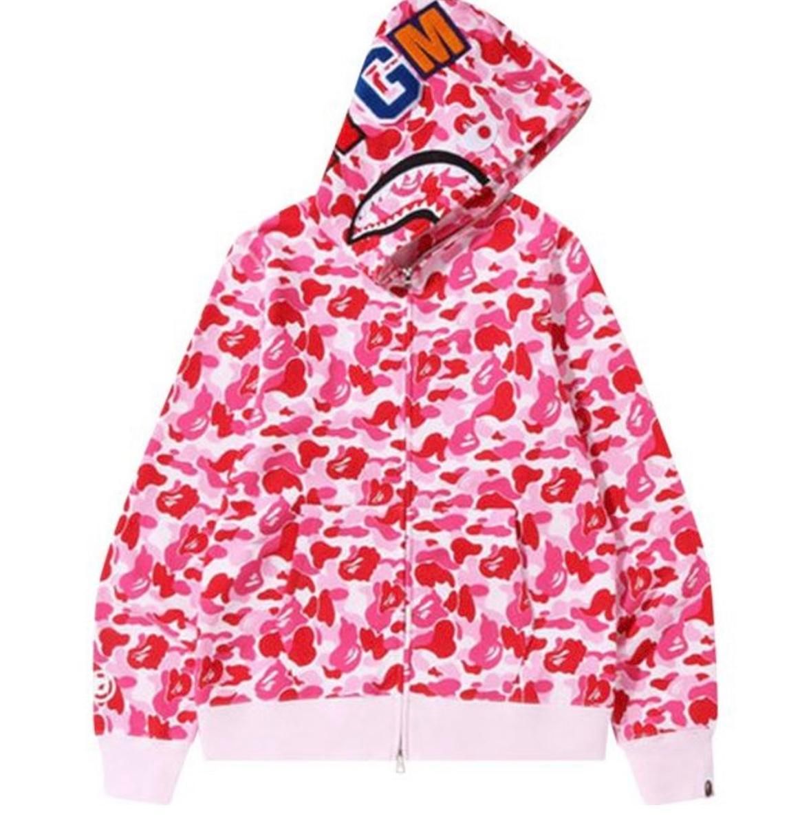 A BATHING APE パーカー ピンク エイプ シャークパーカー