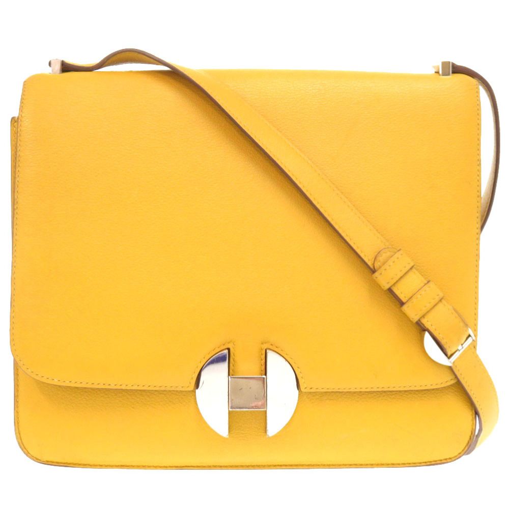 エルメス サックエルメス2002 26 エバー ジョーヌアンブル シルバー金具 C刻印 ショルダーバッグ 黄 0955 HERMES エヴァー