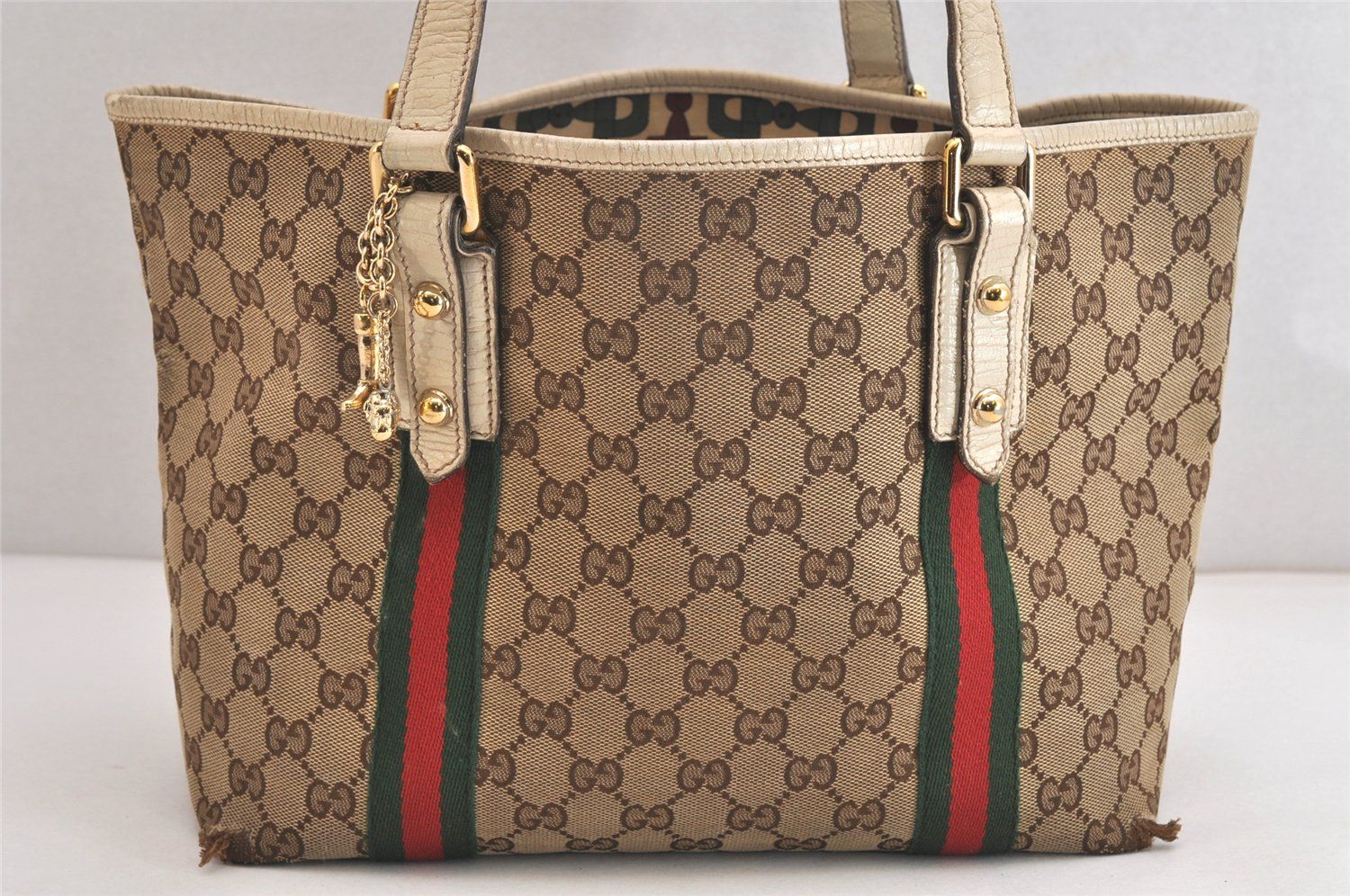 GUCCI グッチ ウェブ シェリーライン トートバッグ GGキャンバス
