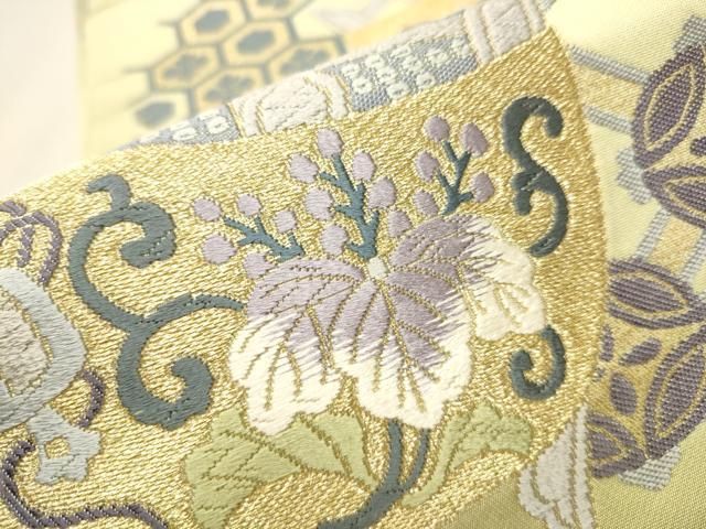 平和屋着物●六通柄袋帯　唐織　聚楽秀宝文　金糸　正絹　逸品　CAAT8068hy 平和屋着物○六通柄袋帯 唐織 聚楽秀宝文 金糸 正絹 逸品 CAAT8068hy