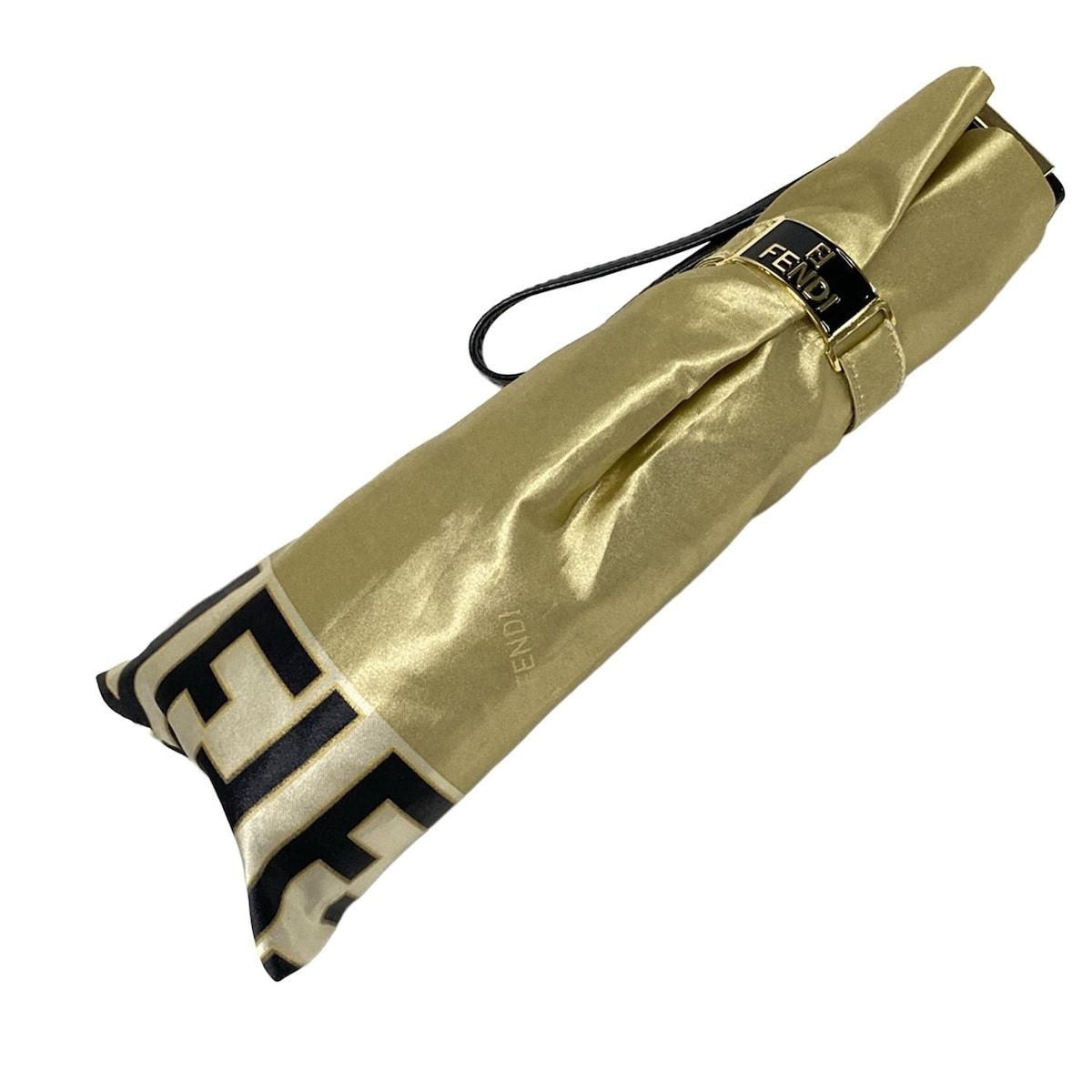 フェンディ　FENDI 折り畳み傘　ゴールド　ベージュ FENDI(フェンディ) 折りたたみ傘 - ゴールド×ベージュ×黒 ズッカ