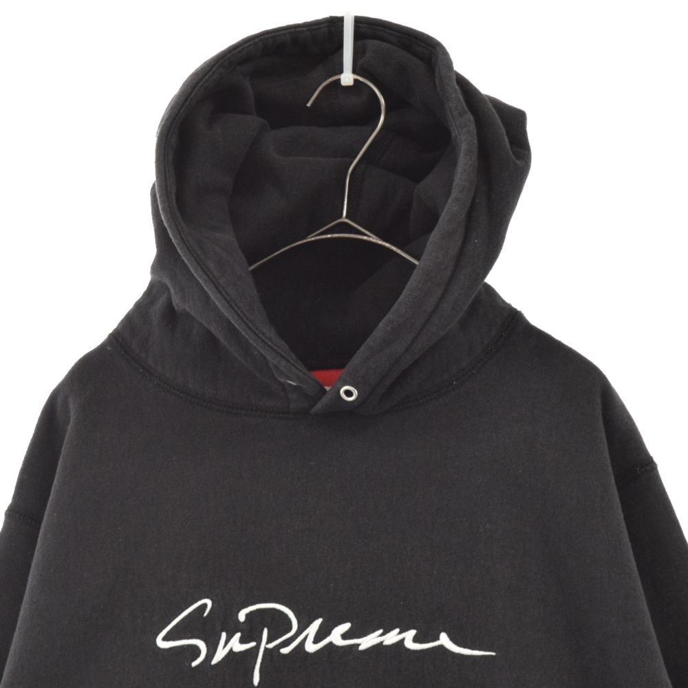 SUPREME (シュプリーム) 18AW Classic Script Hooded Sweatshirt クラシックスクリプトロゴ刺繍  プルオーバーフーデッドスウェット パーカー フーディ ブラック - メルカリ