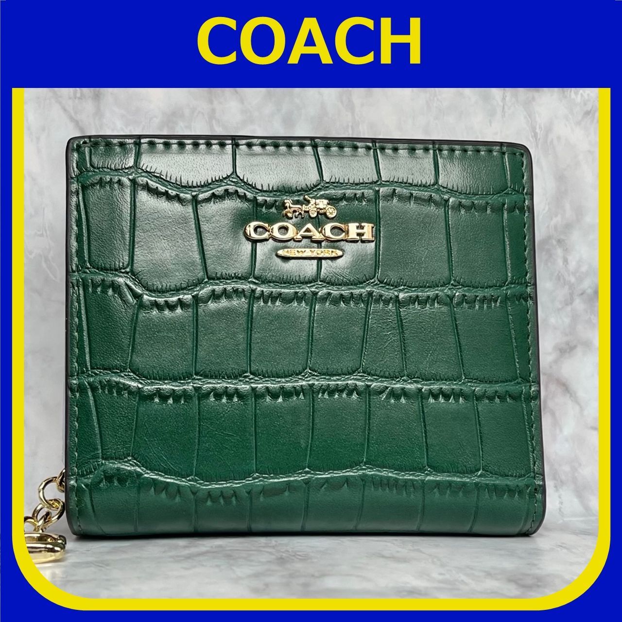 COACH コーチ クロコダイル エンボスドレザー 財布 - 折り財布