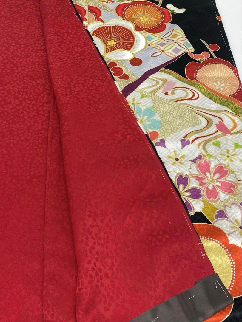 振袖 仮絵羽 ROLA 刺繍 金駒 金彩 紋意匠 正絹 未仕立て品 八掛付き 