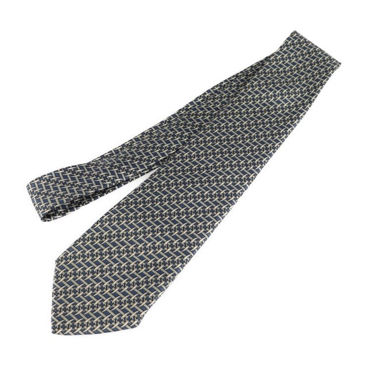 エルメス ダークグレー ネクタイ　新品未使用 エルメス Hermes HERMES ネクタイ TIE 7cm フランス製 シルク