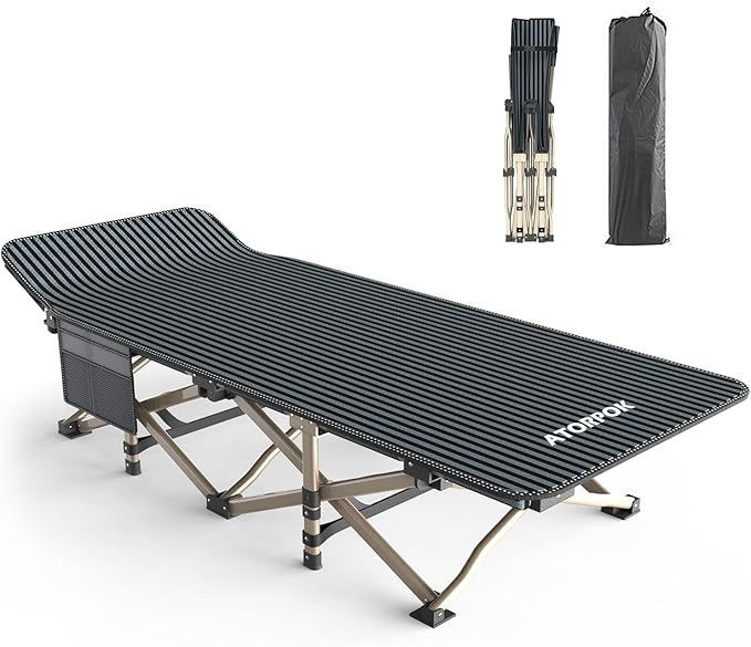 ATORPOK 折りたたみベッド コット こっと 折り畳み式ベッド アウトドアベッド 耐荷重200kg キャンプベッド キャンプベッド 防水 通気性 軽量 収納便利 自宅用 アウトドア用 オフィス用 キャリーバッグ付き簡易 スチール製 丈夫