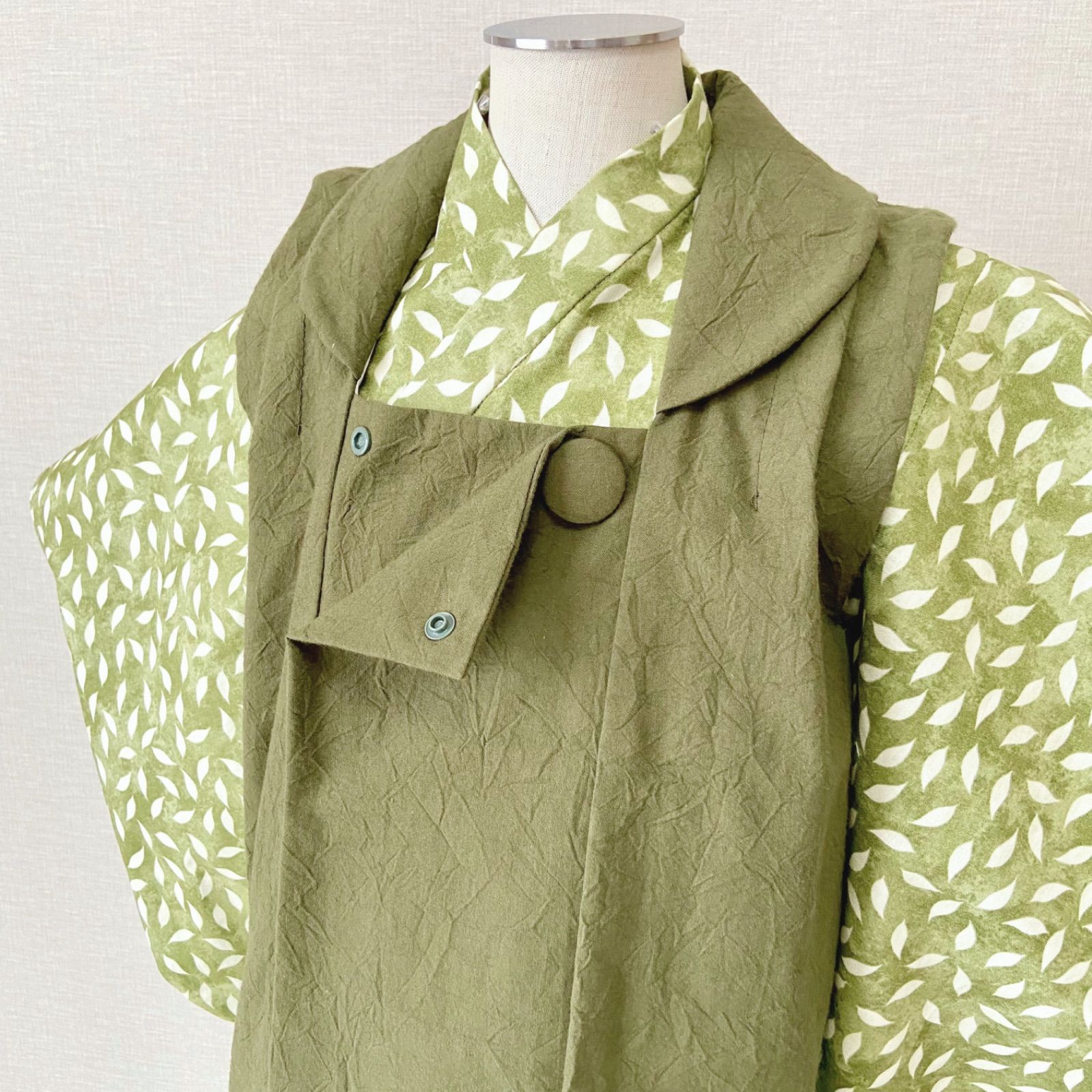 七五三 3歳 男の子 被布セット オリーブ×リーフ ハンドメイド - メルカリ