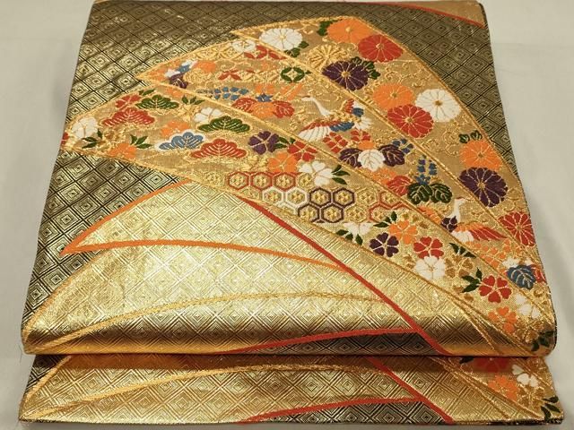 平和屋着物◎佐賀錦 六通柄袋帯 唐織 吉祥花鳥文 金糸 正絹 逸品