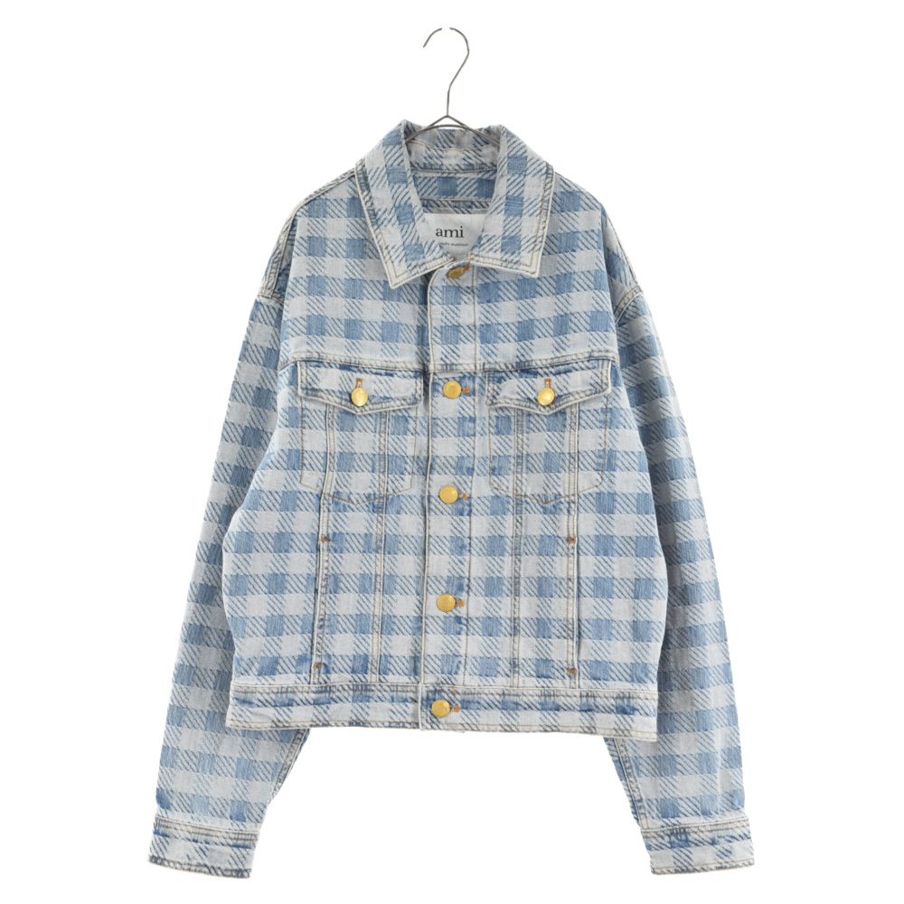 新品未使用 ダク付きAmi Paris チェック柄デニムジャケット