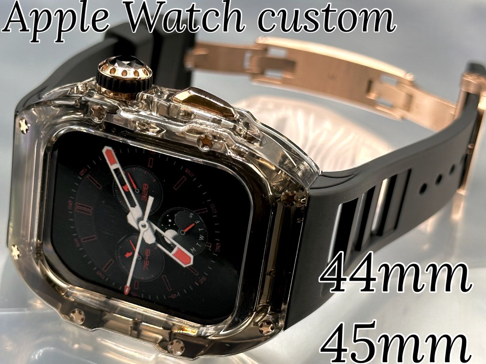 44mm☆Apple Watchバンド ラバーベルト カバー クリアケースSR-