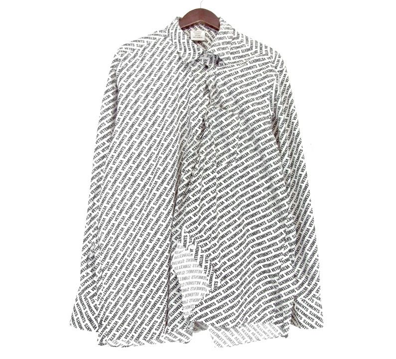 ヴェトモン VETEMENTS 18SS 【 LOGO PRINT OVERSIZED SHIRT MSS18SH15 】 ロゴ プリント 総柄 オーバーサイズ  シャツ w20785 - メルカリ