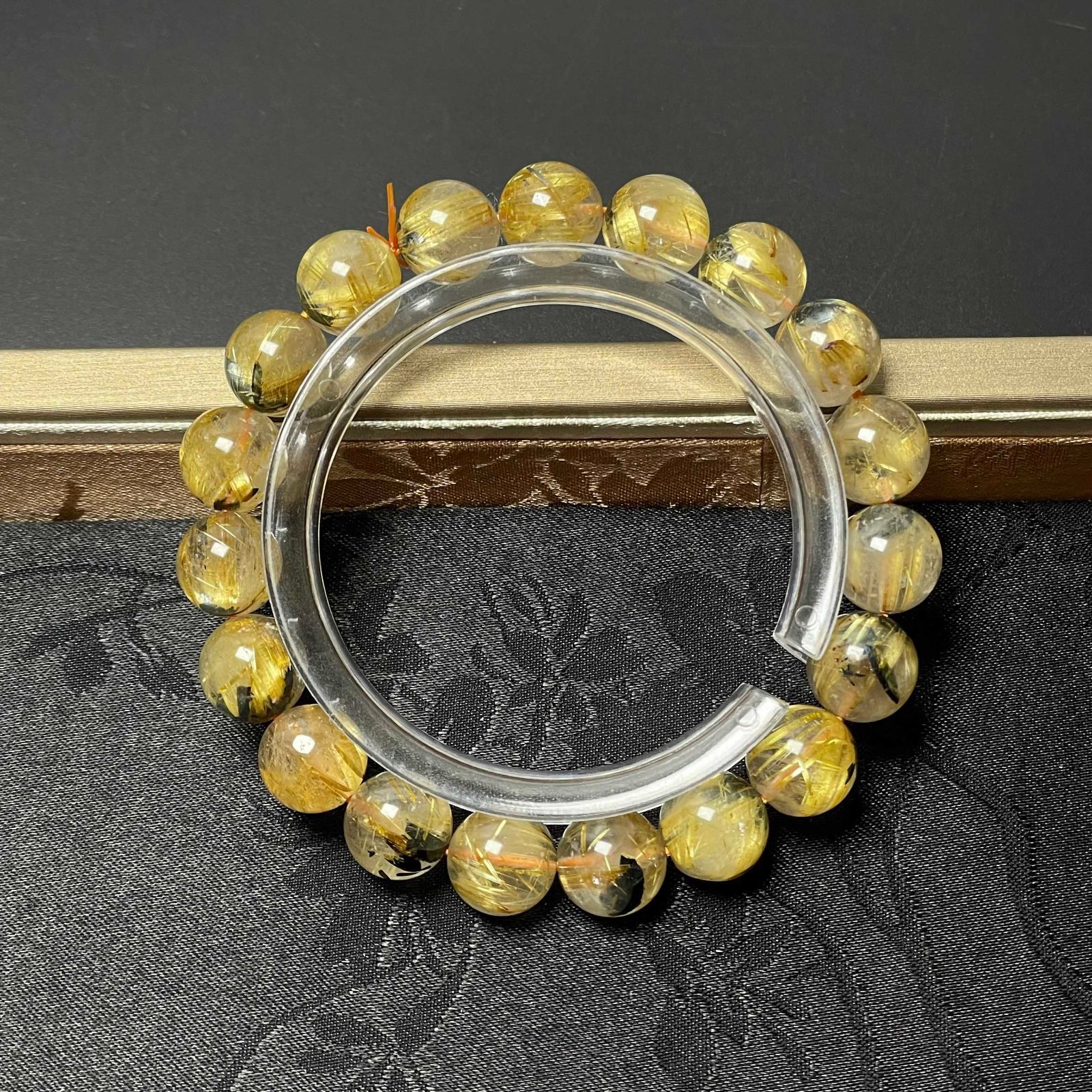 【タイチンルチル】黄金の針が美しい天然石 ブレスレット 綺麗 EU製 ☆太陽花タイチンルチル☆黄金針水晶 金運 開運 ゴールド