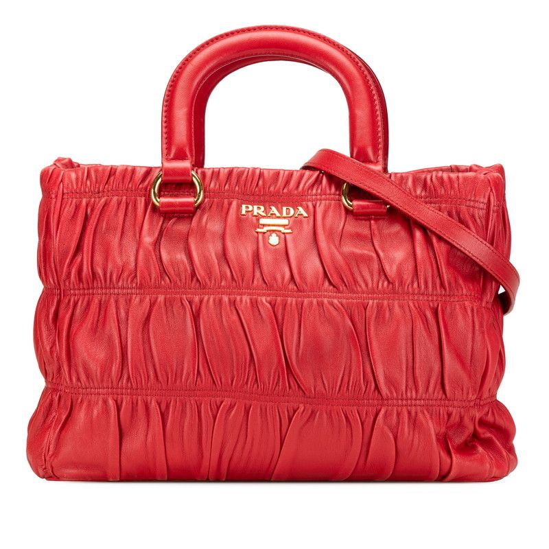 プラダ ナッパ ハンドバッグ ショルダーバッグ 2WAY レッド レザー レディース PRADA 1-0209222