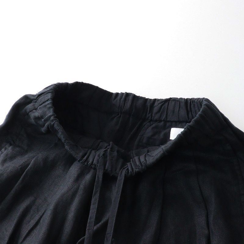 ブラック┃ゆったりボトムス 麻素材