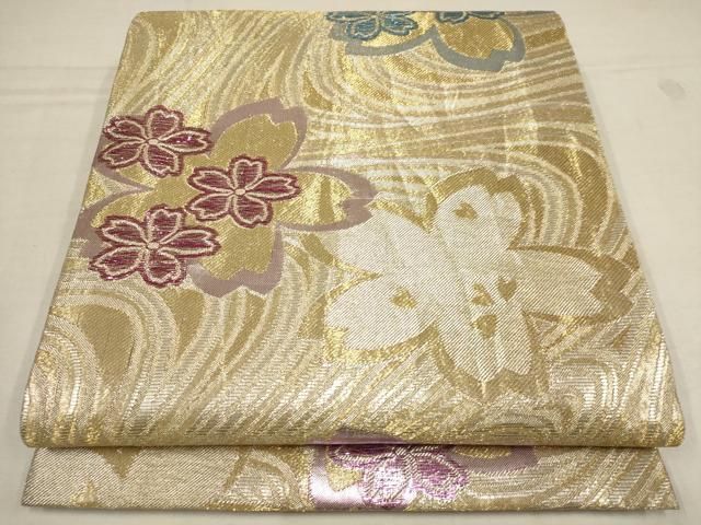 単衣にも　金彩のアクセント　さらりと締める花柄の袋帯 単衣にも】金彩のアクセントさらりと締める花柄の袋帯