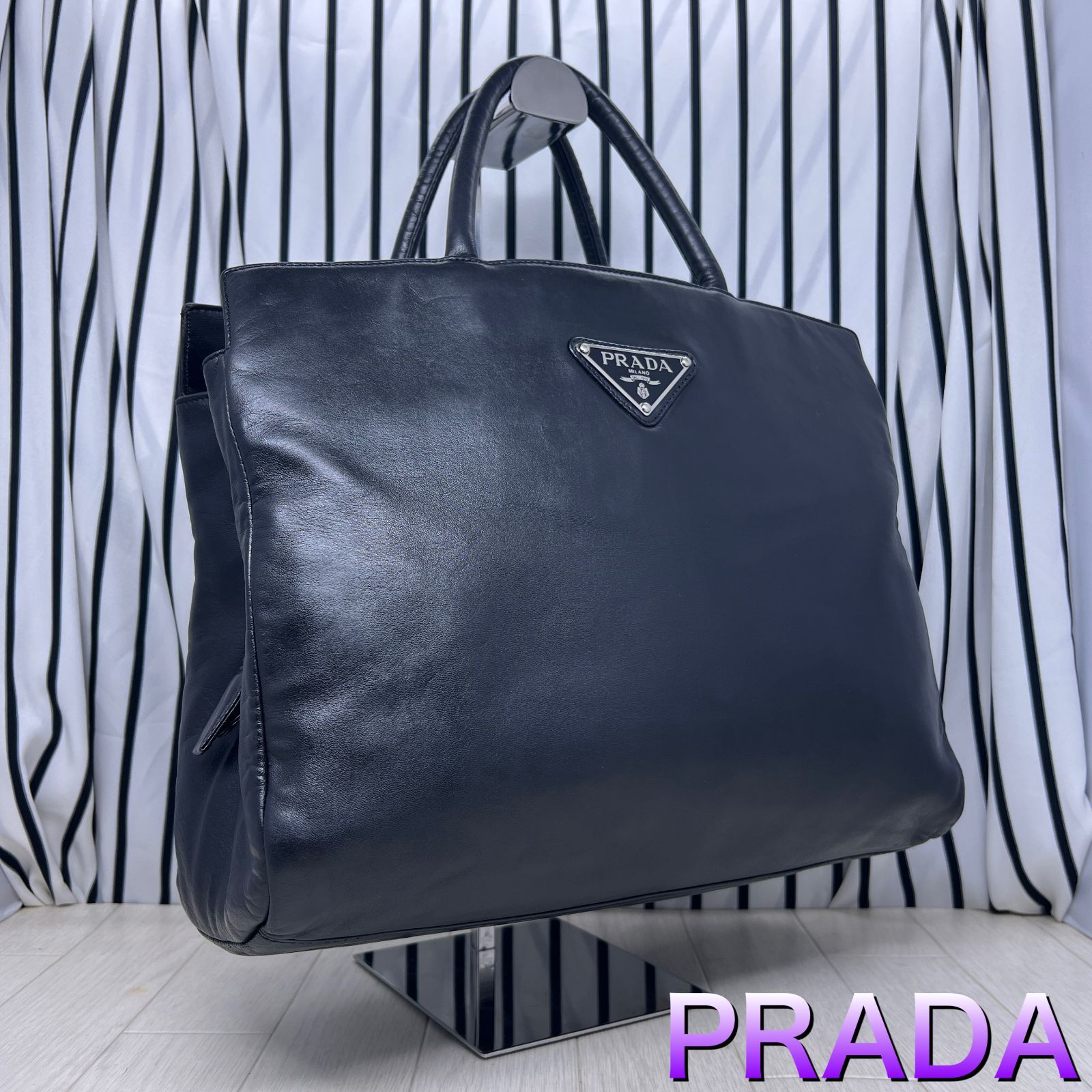 美品】PRADA×プラダ A4収納可能オールレザートートバッグ - カピバラ