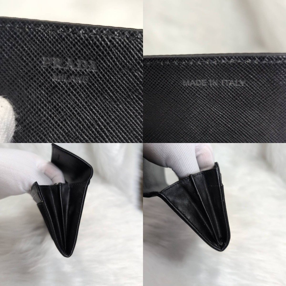 PRADA】 三角ロゴプレート ナイロン レザー 二つ折り長財布 1M1037 