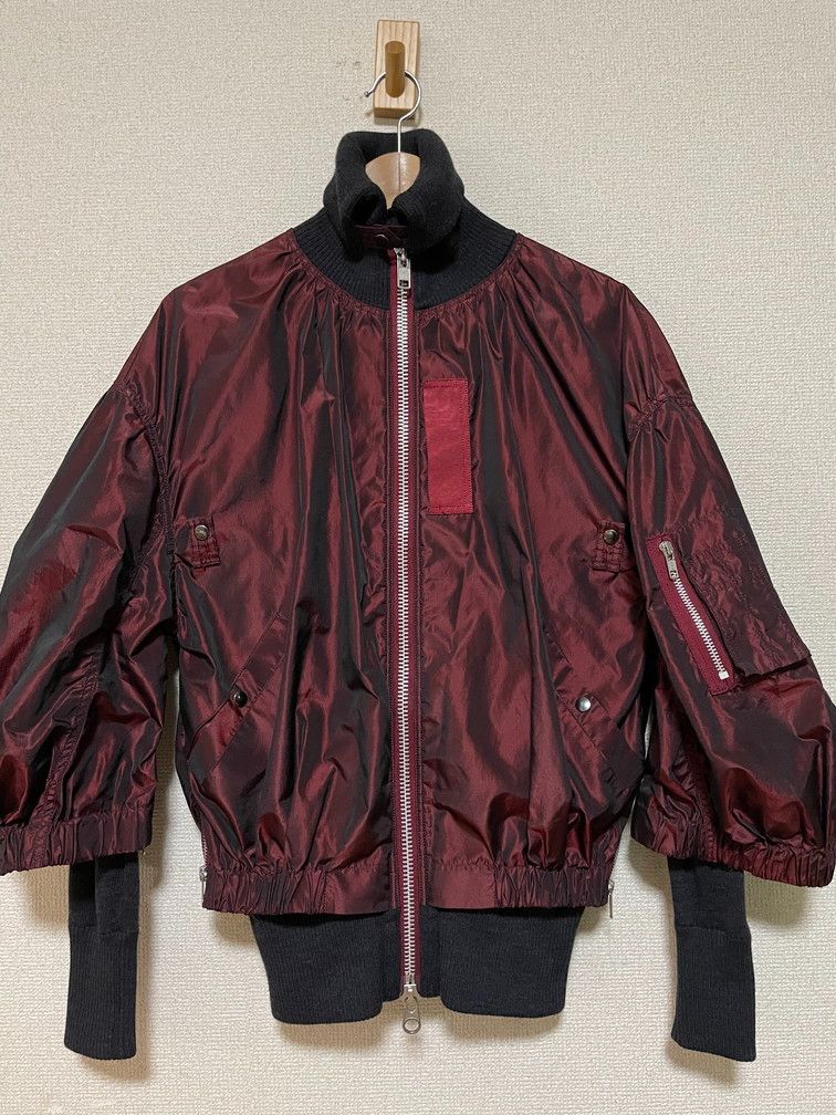 Sakai ma1 ドッキングニット sacai / サカイ | MA-1異素材 切替 ドッキング ワッフル ニット