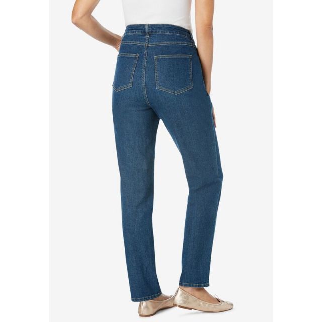 【送料無料】 ウーマン ウィズイン レディース デニムパンツ ボトムス Woman Within Women's Plus Size Straight-Leg Stretch Denim Jean Soft Iris