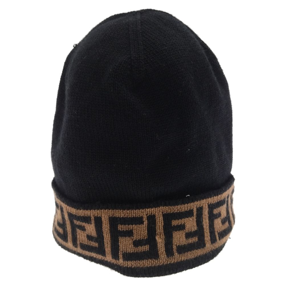 FENDI フェンディ ニットキャップFFロゴブラックウールビーニー FENDI フェンディ ニットキャップFFロゴブラックウールビーニー 【公式