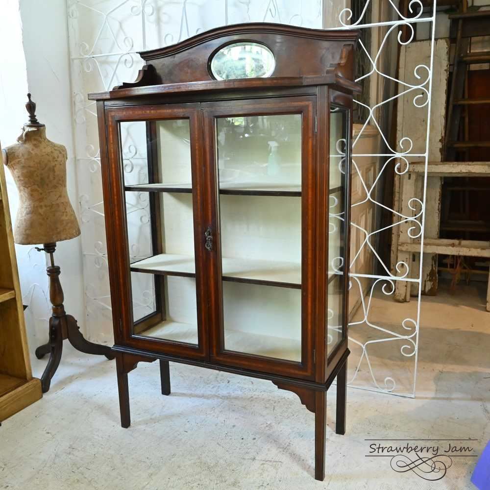 L3705-8 英国アンティーク ジュエリーキャビネット ショーケース 収納