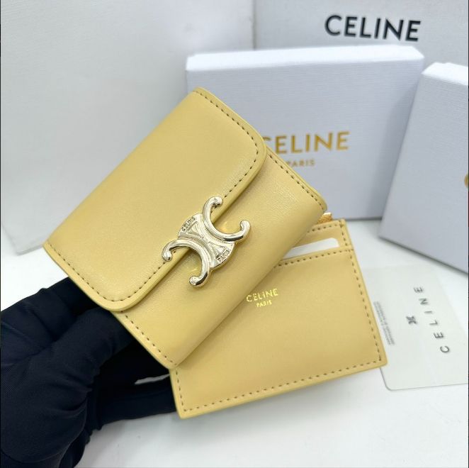 CELINE✨セリーヌ 財布 三つ折り財布 トリオンフ イエロー - メルカリ