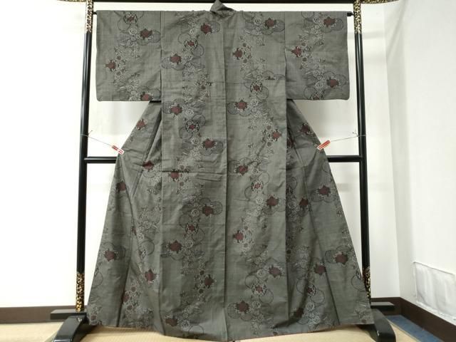 平和屋着物○本場大島紬 7マルキ 草花丸文 正絹 逸品 DAAS3498ps