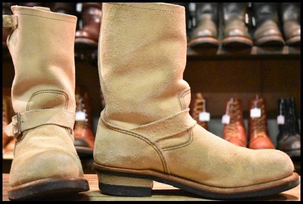 9 D 10年 レッドウィング 8268 スエード エンジニア ホーソーンアビレーンラフアウト ベージュ ブーツ redwing FI 475
