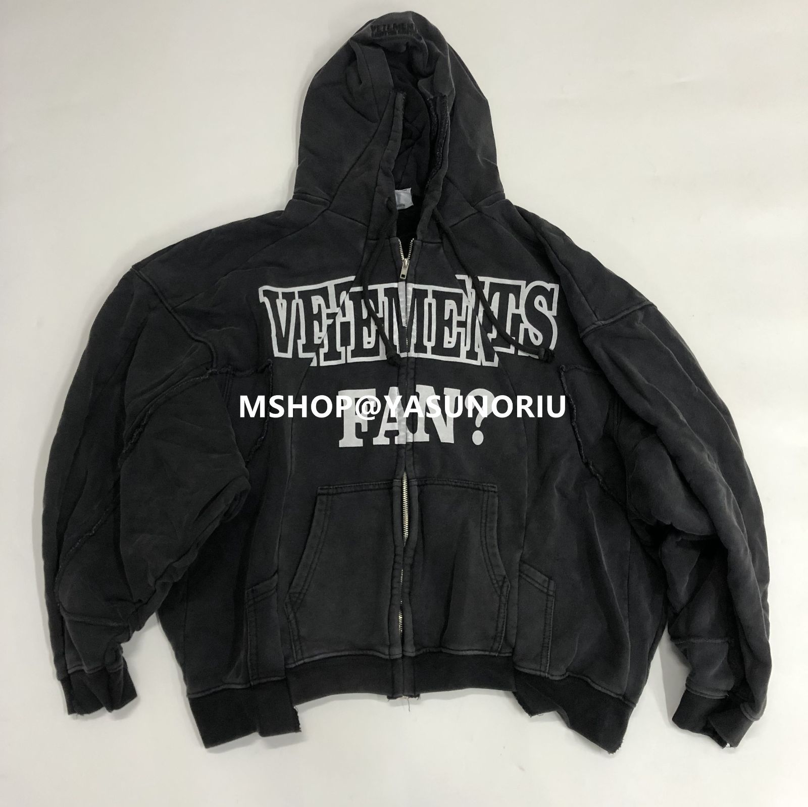 VETEMENTS FAN DECONSTRUCTED ZIPUP HOODIE