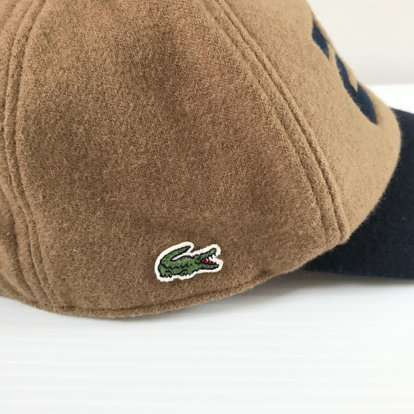 ラコステ/LACOSTE★フランネル/秋冬★ローキャップ/オールドベースボールCAP★ビンテージ加工★ワニ/ナンバー27★ユニセックス/58cm(フリーサイズ)   #2409S051