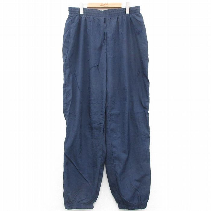 W40/古着 リーボック ナイロン パンツ メンズ 90s ワンポイントロゴ 大きいサイズ 紺 ネイビー 24sep11 中古 ボトムス ロング