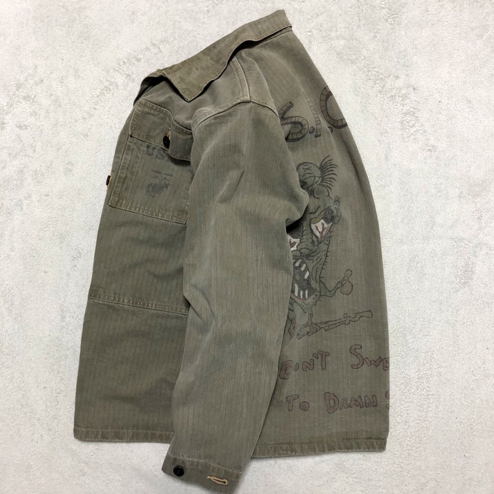 バズリクソンズ　M-1944 ヘリンボーン ユーティリティー ジャケット BUZZ RICKSON'S HERRINGBONE UTILITY JACKET HAND PAINT USMC