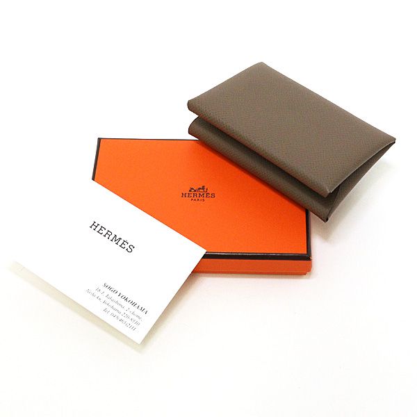 エルメス カルヴィ デュオ ヴォーエプソン コインケース オレンジ U