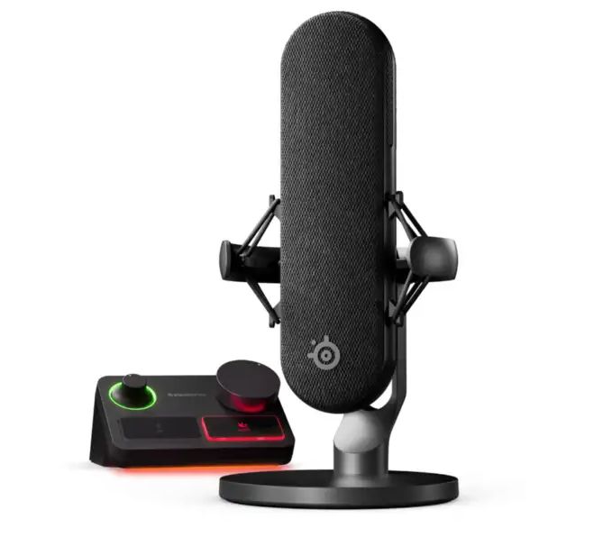♥ SteelSeries Alias Pro PC PS5|4使用 XLR マイク 配信用 ゲーム ストリーマー用 コンテンツクリエーター ソナー オーディオ ソフトウェア AIノイズキャンセリング 単一指向性 カーディオイド