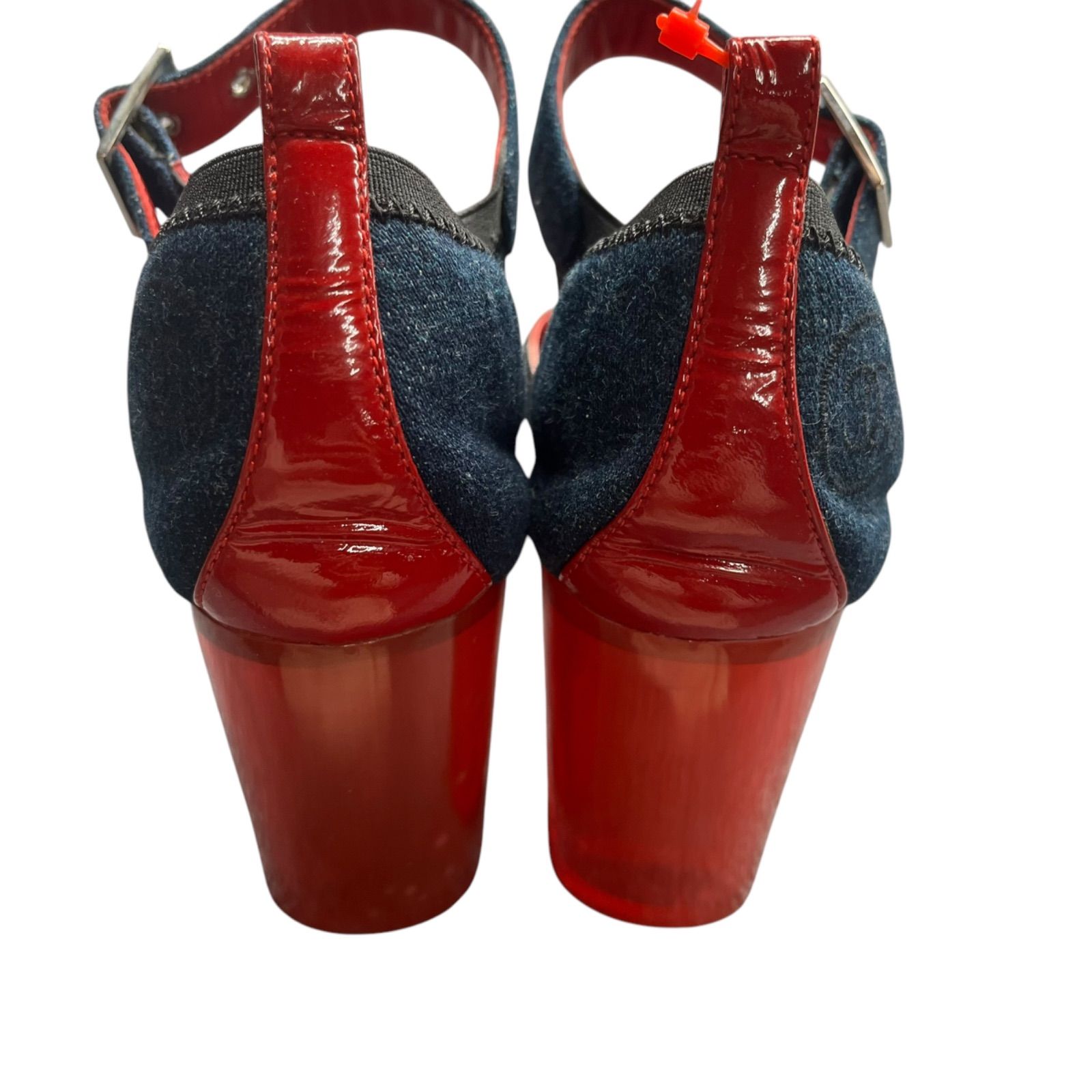 ○シャネル CHANEL バイカラー ココマーク デニム クリアソール