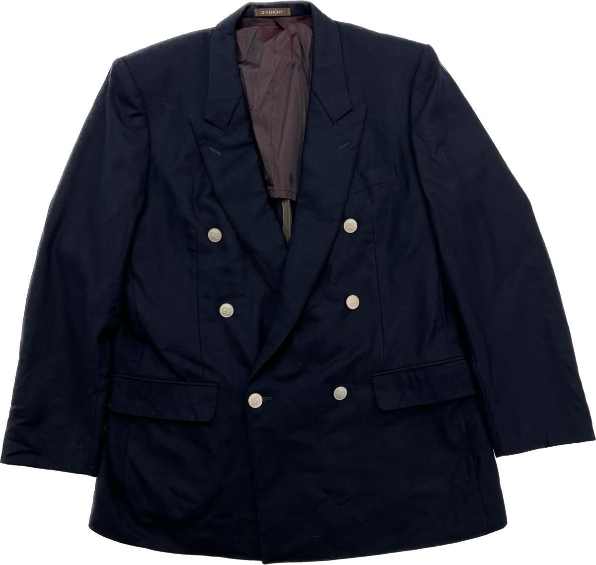 GIVENCHY カシミヤ100％ 刻印ロゴ 金ボタン ダブルテーラードJKT