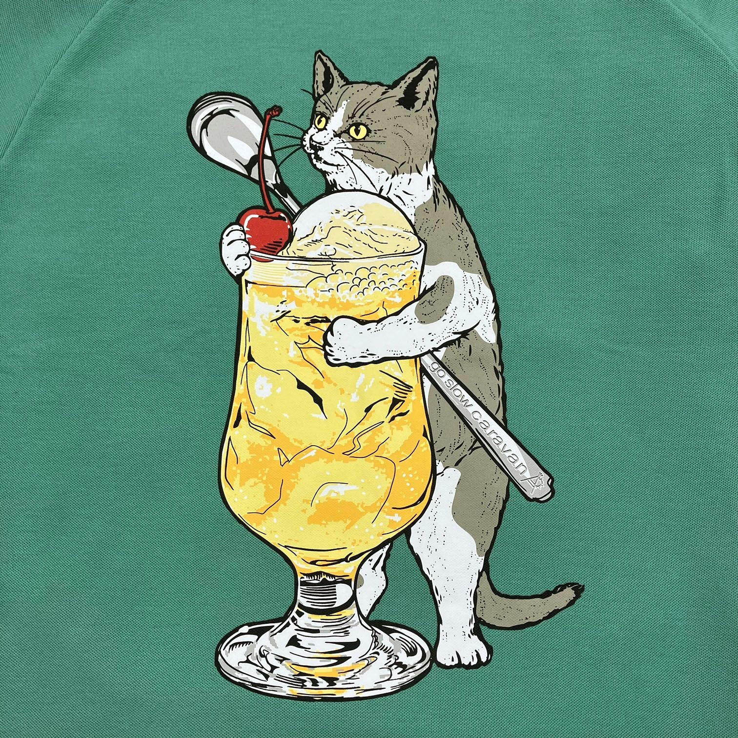 go slow caravan Drymix 鹿の子 クリームソーダ 猫 ラグラン TEE