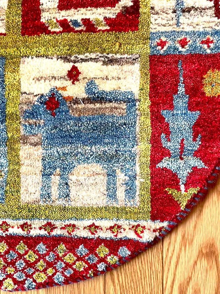 ペルシャ ギャッベ 本物 手織りロリバフペルシャ絨毯 ギャベ ラグ インテリア ギャッベ丸手織りイラン産ホンモノロリバフブランドおしゃれ玄関マット